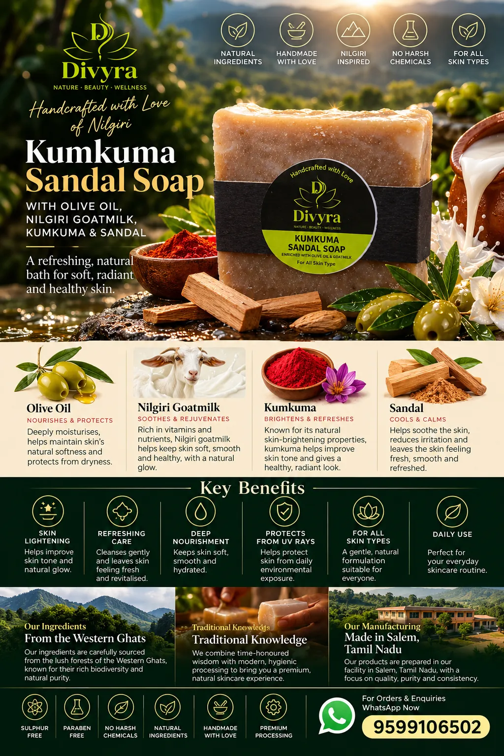 Divyra Kumkuma Sandal Soap — original catalogue artwork