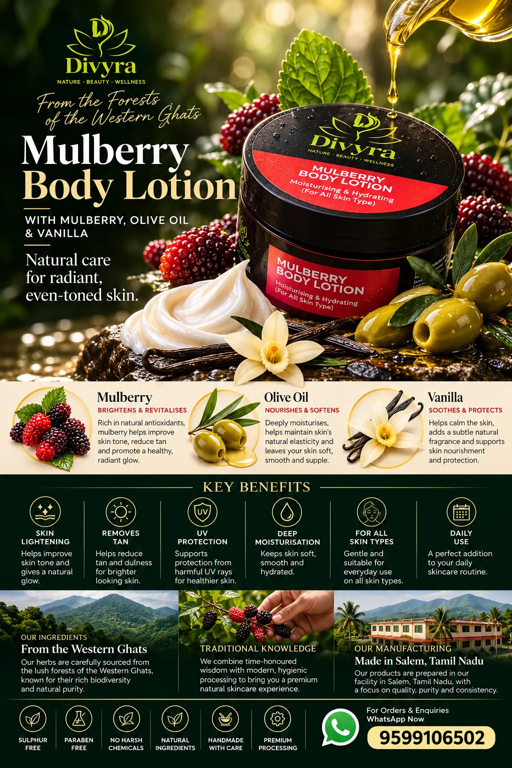 Divyra Mulberry Body Lotion — original catalogue artwork